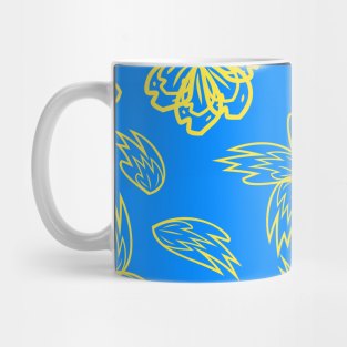 seamless pattern with leaves and flowers linocut style Mug